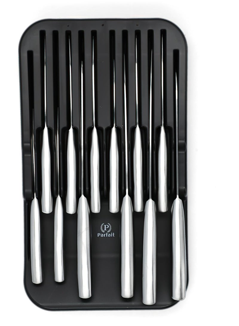 PARFAIT 13 Piece Elegant and Sturdy Stainless Steel Kitchen Knife Set with Holder Silver - Image 3
